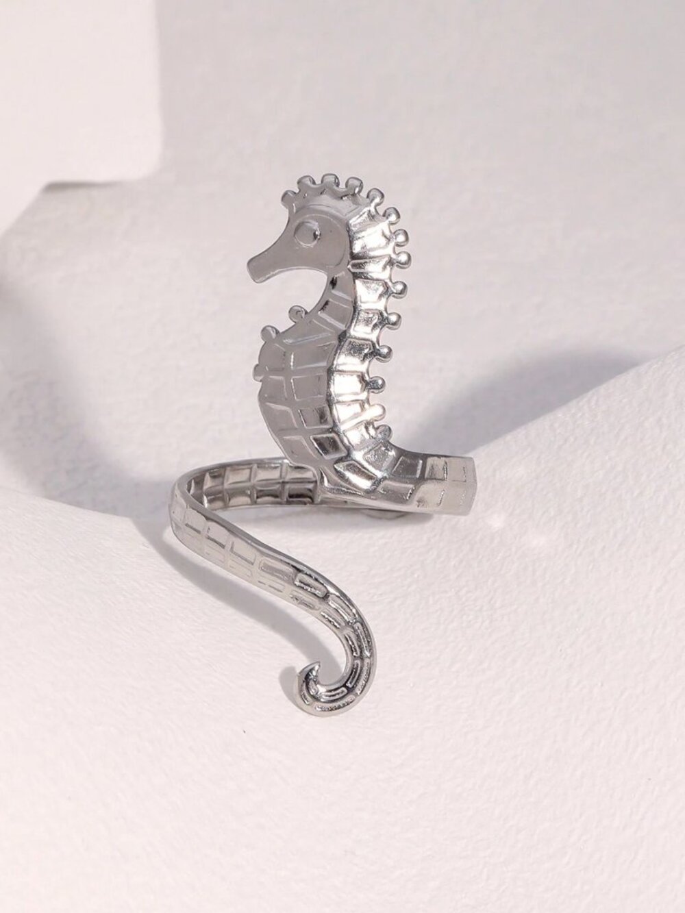 Unique Seahorse Shaped Stainless Steel adjustable Ring
